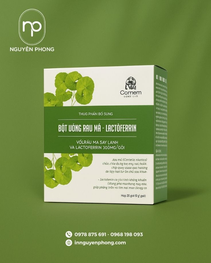 Mẫu hộp đựng bột rau má tiêu chuẩn